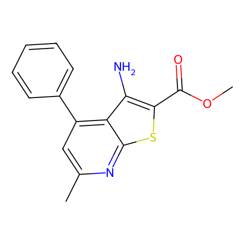 3-Amino-6-methyl-4-phenyl-thieno[2,3-b]pyridine-2-carboxylic acid methyl ester structure