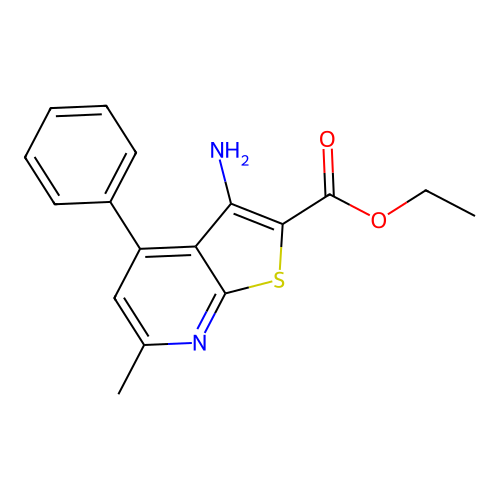 Ethyl 3-amino-6-methyl-4-phenylthieno[2,3-b]pyridine-2-carboxylate structure