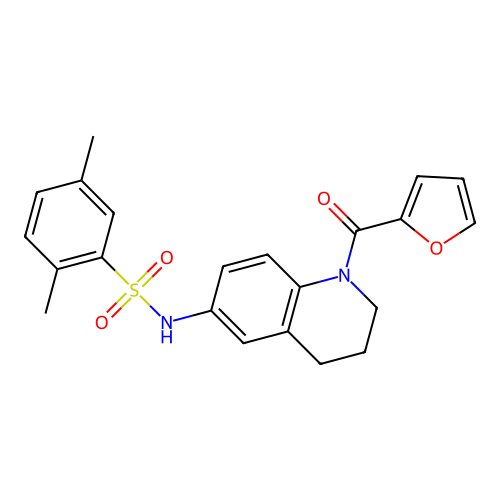 N-[1-(furan-2-carbonyl)-1,2,3,4-tetrahydroquinolin-6-yl]-2,5-dimethylbenzene-1-sulfonamide structure