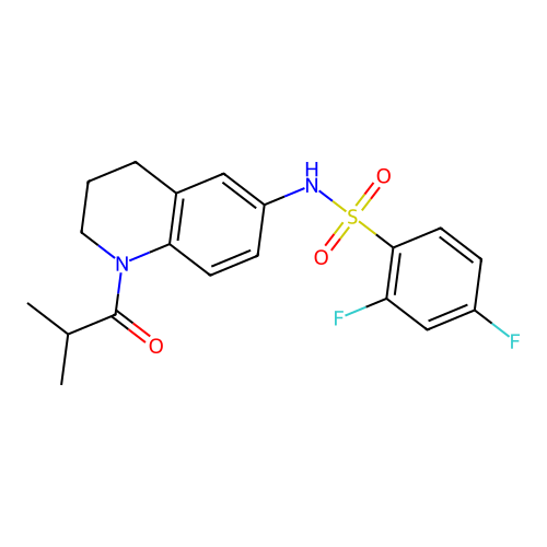 2,4-difluoro-N-(1-isobutyryl-1,2,3,4-tetrahydroquinolin-6-yl)benzenesulfonamide structure