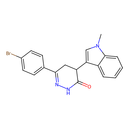6-(4-bromophenyl)-4-(1-methyl-1H-indol-3-yl)-4,5-dihydro-3(2H)-pyridazinone structure