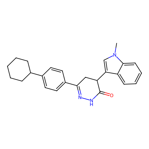 3-(4-cyclohexylphenyl)-5-(1-methylindol-3-yl)-4,5-dihydro-1H-pyridazin-6-one structure