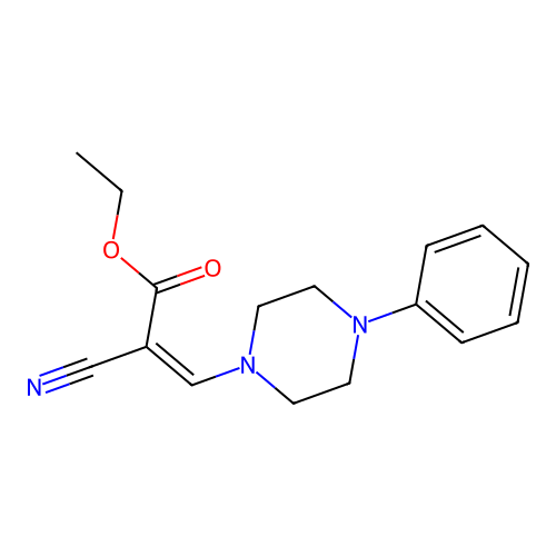 Ethyl 2-cyano-3-(4-phenylpiperazin-1-yl)prop-2-enoate structure