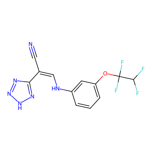 (Z)-2-(1H-1,2,3,4-tetraazol-5-yl)-3-[3-(1,1,2,2-tetrafluoroethoxy)anilino]-2-propenenitrile structure