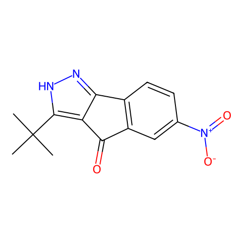 3-tert-butyl-6-nitro-2H,4H-indeno[1,2-c]pyrazol-4-one structure