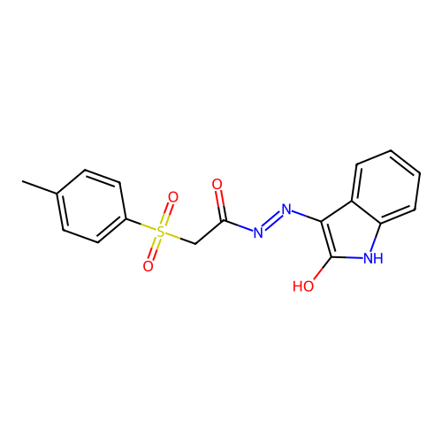 2-(4-methylbenzenesulfonyl)-N'-(2-oxo-2,3-dihydro-1H-indol-3-ylidene)acetohydrazide structure