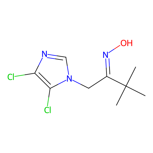 N-[1-(4,5-dichloroimidazol-1-yl)-3,3-dimethylbutan-2-ylidene]hydroxylamine structure