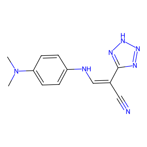 3-[4-(dimethylamino)anilino]-2-(2H-tetrazol-5-yl)prop-2-enenitrile structure
