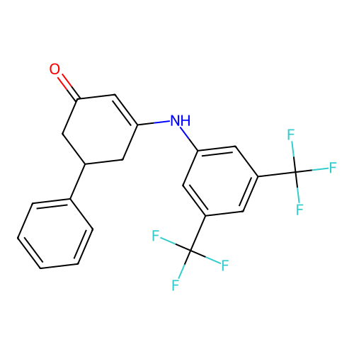 3-{[3,5-Bis(trifluoromethyl)phenyl]amino}-5-phenylcyclohex-2-en-1-one structure