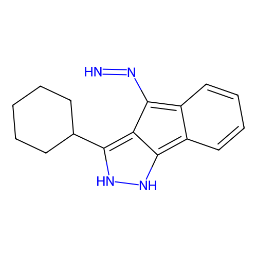 3-cyclohexyl-4-hydrazinylidene-2H,4H-indeno[1,2-c]pyrazole structure