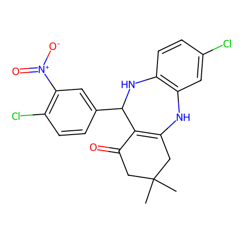 5-chloro-10-(4-chloro-3-nitrophenyl)-14,14-dimethyl-2,9-diazatricyclo[9.4.0.0^{3,8}]pentadeca-1(11),3(8),4,6-tetraen-12-one structure