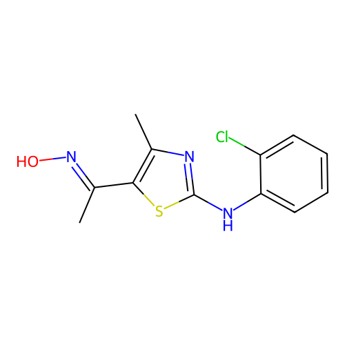 N-(2-chlorophenyl)-5-[1-(hydroxyimino)ethyl]-4-methyl-1,3-thiazol-2-amine structure