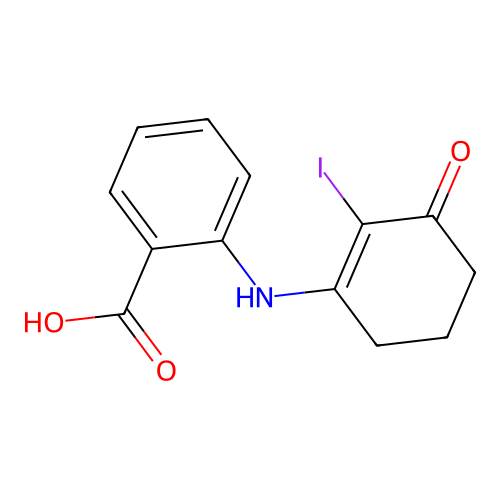 2-[(2-Iodo-3-oxocyclohex-1-en-1-yl)amino]benzoic acid structure
