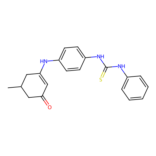 N-{4-[(5-methyl-3-oxo-1-cyclohexenyl)amino]phenyl}-N'-phenylthiourea structure