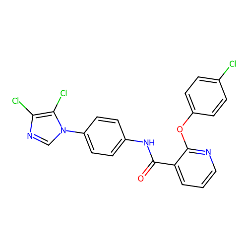 2-(4-chlorophenoxy)-N-[4-(4,5-dichloro-1H-imidazol-1-yl)phenyl]pyridine-3-carboxamide structure