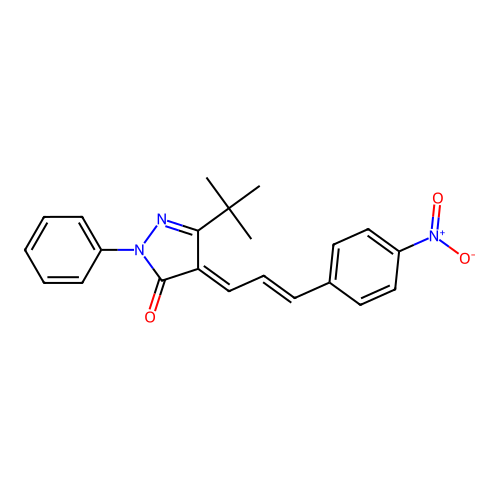 5-(tert-butyl)-4-[(E,2E)-3-(4-nitrophenyl)-2-propenylidene]-2-phenyl-2,4-dihydro-3H-pyrazol-3-one structure