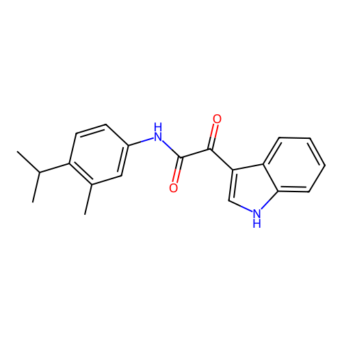 2-(1H-indol-3-yl)-N-[3-methyl-4-(propan-2-yl)phenyl]-2-oxoacetamide structure