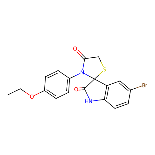 10-Bromo-3-(4-ethoxyphenyl)spiro[1,3-thiazolidine-2,3'-indoline]-4,7-dione structure