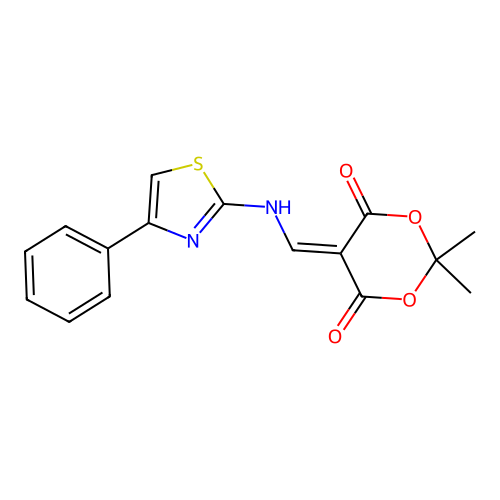 2,2-dimethyl-5-{[(4-phenyl-1,3-thiazol-2-yl)amino]methylidene}-1,3-dioxane-4,6-dione structure