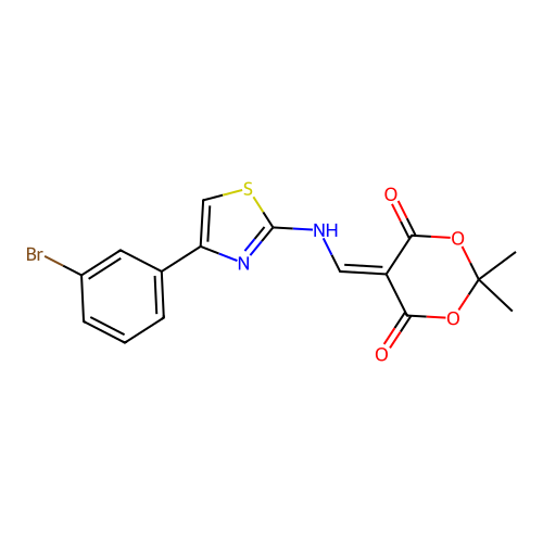 5-({[4-(3-bromophenyl)-1,3-thiazol-2-yl]amino}methylidene)-2,2-dimethyl-1,3-dioxane-4,6-dione structure