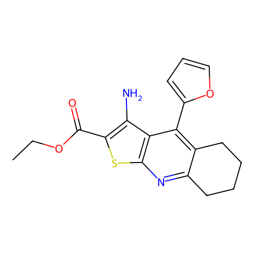 ethyl 3-amino-4-(furan-2-yl)-5,6,7,8-tetrahydrothieno[2,3-b]quinoline-2-carboxylate structure