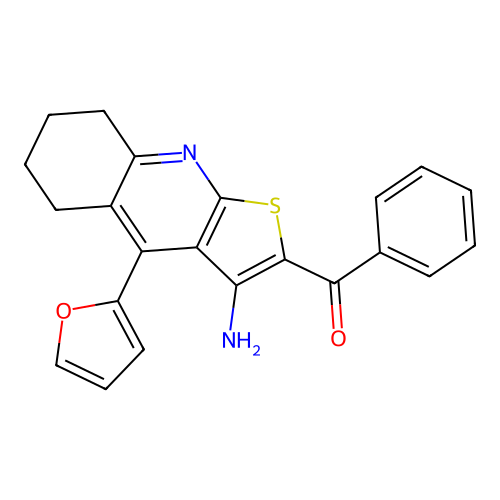 (3-amino-4-(furan-2-yl)-5,6,7,8-tetrahydrothieno[2,3-b]quinolin-2-yl)(phenyl)methanone structure