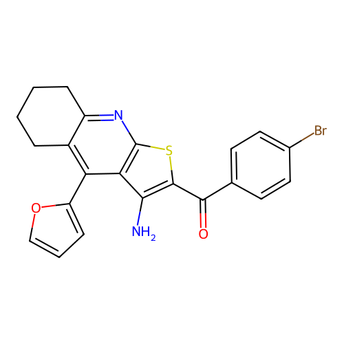 (3-amino-4-(furan-2-yl)-5,6,7,8-tetrahydrothieno[2,3-b]quinolin-2-yl)(4-bromophenyl)methanone structure