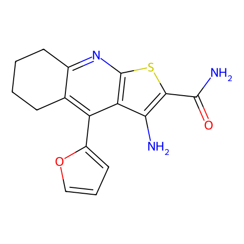 3-Amino-4-(furan-2-yl)-5,6,7,8-tetrahydrothieno[2,3-b]quinoline-2-carboxamide structure