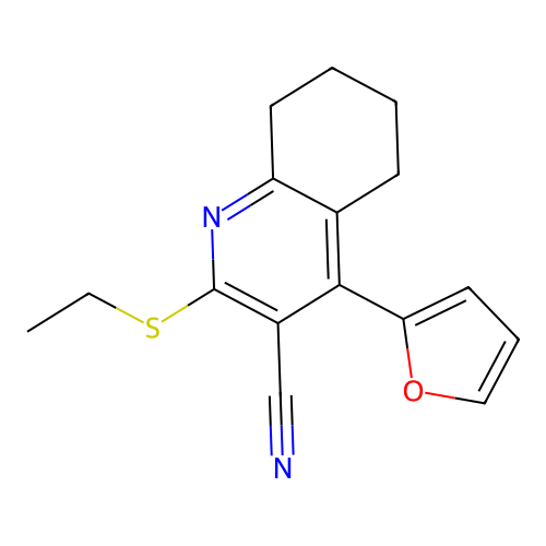 2-(Ethylsulfanyl)-4-(furan-2-yl)-5,6,7,8-tetrahydroquinoline-3-carbonitrile structure