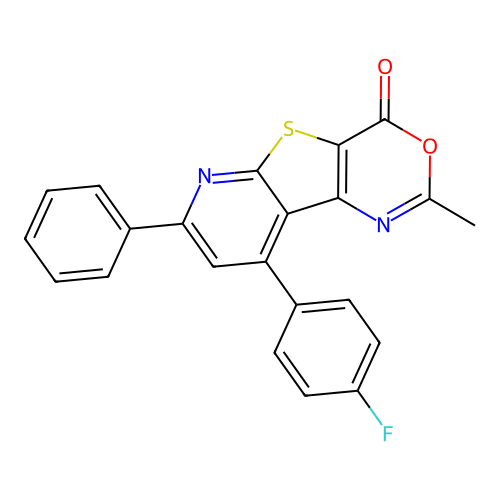 9-(4-fluorophenyl)-2-methyl-7-phenyl-4H-pyrido[3',2':4,5]thieno[3,2-d][1,3]oxazin-4-one structure