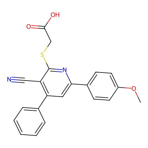 {[3-Cyano-6-(4-methoxyphenyl)-4-phenyl-2-pyridinyl]sulfanyl}acetic acid structure
