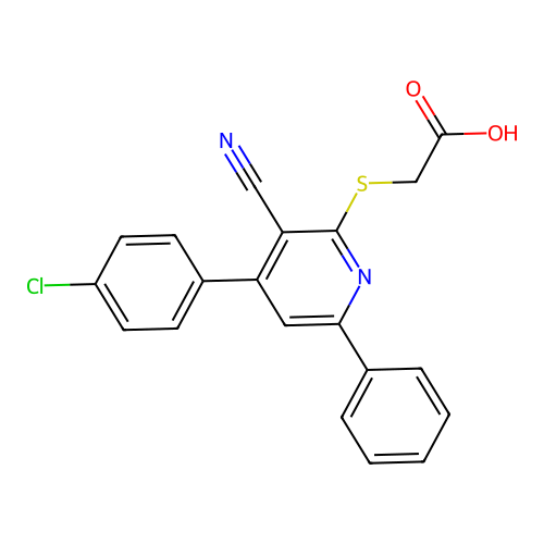 [4-(4-Chloro-phenyl)-3-cyano-6-phenyl-pyridin-2-ylsulfanyl]-acetic acid structure