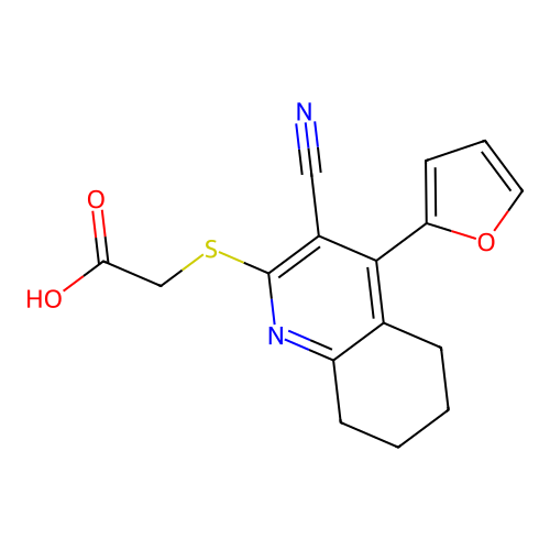 {[3-Cyano-4-(2-furyl)-5,6,7,8-tetrahydroquinolin-2-yl]thio}acetic acid structure