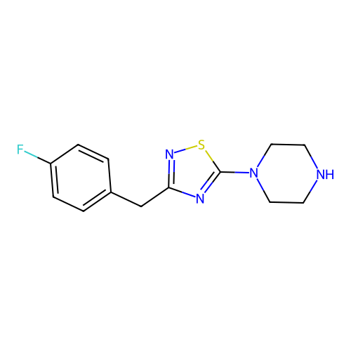 1-[3-(4-Fluoro-benzyl)-[1,2,4]thiadiazol-5-yl]-piperazine structure