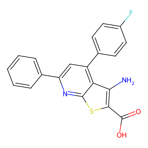 3-Amino-4-(4-fluorophenyl)-6-phenylthieno[2,3-b]pyridine-2-carboxylic acid structure