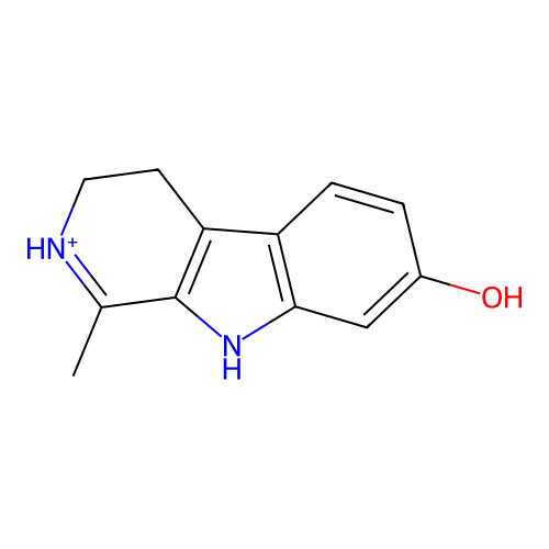 1-methyl-4,9-dihydro-3H-pyrido[3,4-b]indol-2-ium-7-ol structure