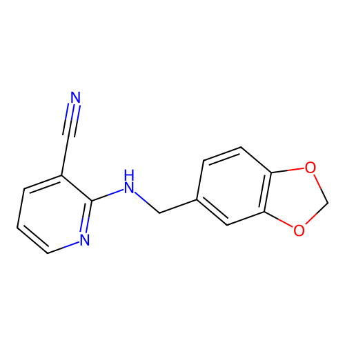 3-Pyridinecarbonitrile, 2-((1,3-benzodioxol-5-ylmethyl)amino)- structure