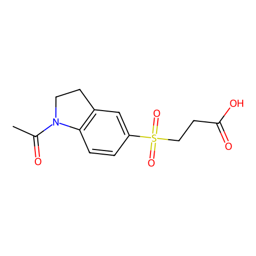 3-[(1-acetyl-2,3-dihydro-1H-indol-5-yl)sulfonyl]propanoic acid structure