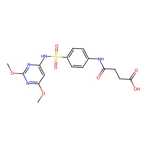 N-[4-(2,6-Dimethoxy-pyrimidin-4-ylsulfamoyl)-phenyl]-succinamic acid structure