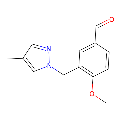4-methoxy-3-[(4-methyl-1H-pyrazol-1-yl)methyl]benzaldehyde structure