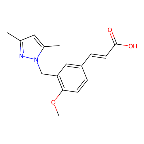 3-[3-[(3,5-Dimethylpyrazol-1-yl)methyl]-4-methoxyphenyl]prop-2-enoic acid structure