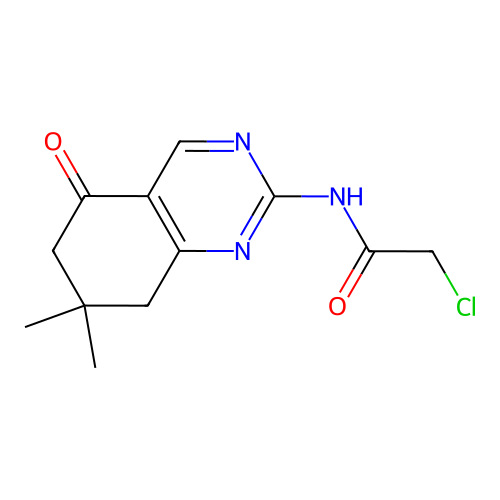 2-chloro-N-(7,7-dimethyl-5-oxo-5,6,7,8-tetrahydroquinazolin-2-yl)acetamide structure