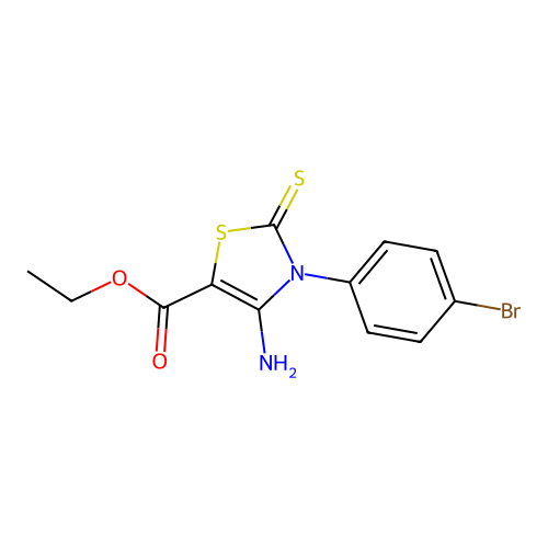 Ethyl 4-amino-3-(4-bromophenyl)-2-thioxo-2,3-dihydro-1,3-thiazole-5-carboxylate structure