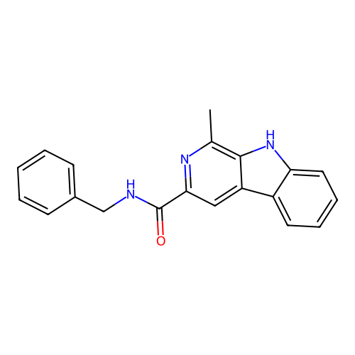 N-benzyl-1-methyl-9H-pyrido[3,4-b]indole-3-carboxamide structure