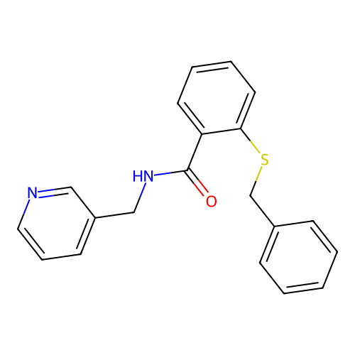 2-benzylsulfanyl-N-(pyridin-3-ylmethyl)benzamide structure
