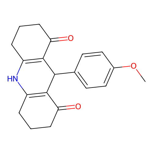 9-(4-methoxyphenyl)-3,4,6,7,9,10-hexahydroacridine-1,8(2H,5H)-dione structure