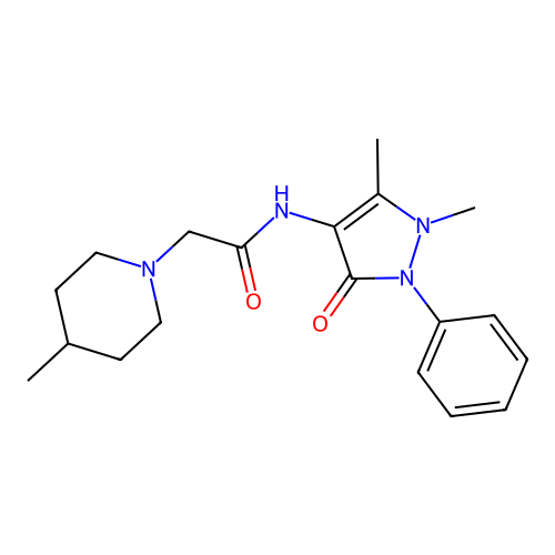 N-(1,5-dimethyl-3-oxo-2-phenyl-2,3-dihydro-1H-pyrazol-4-yl)-2-(4-methylpiperidin-1-yl)acetamide structure