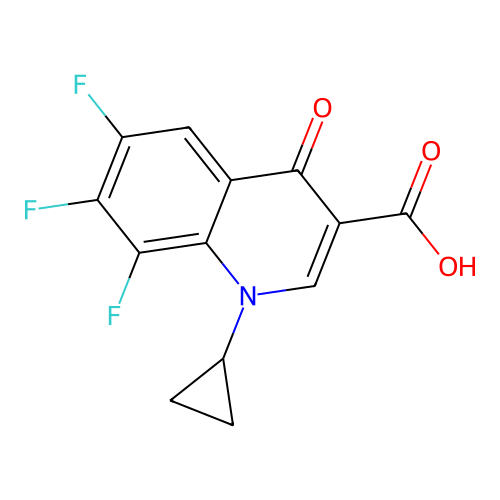 1-Cyclopropyl-6,7,8-trifluoro-4-oxo-1,4-dihydroquinoline-3-carboxylic acid structure