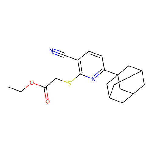 Ethyl 2-((6-((3r,5r,7r)-adamantan-1-yl)-3-cyanopyridin-2-yl)thio)acetate structure