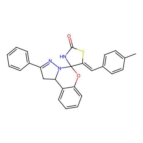 (Z)-5'-(4-methylbenzylidene)-2-phenyl-1,10b-dihydrospiro[benzo[e]pyrazolo[1,5-c][1,3]oxazine-5,4'-thiazolidin]-2'-one structure